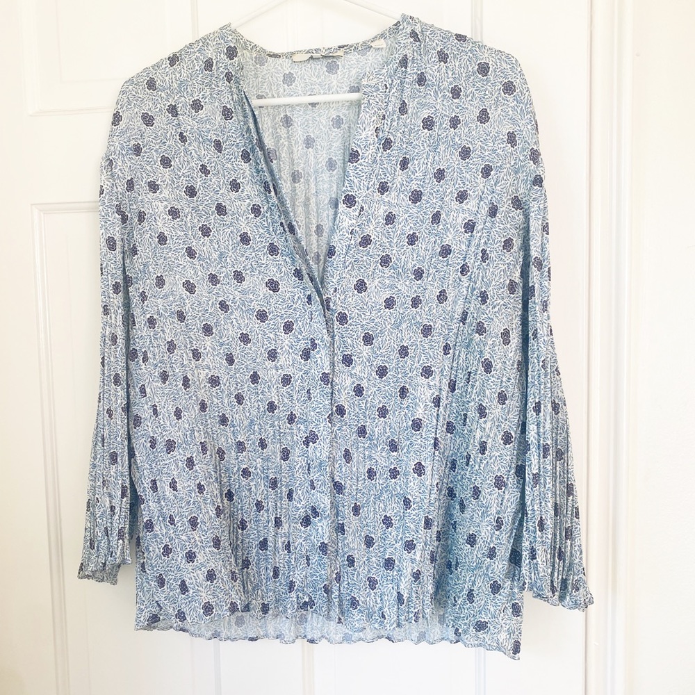 Vince Pullover Crinkle Floral Blouse